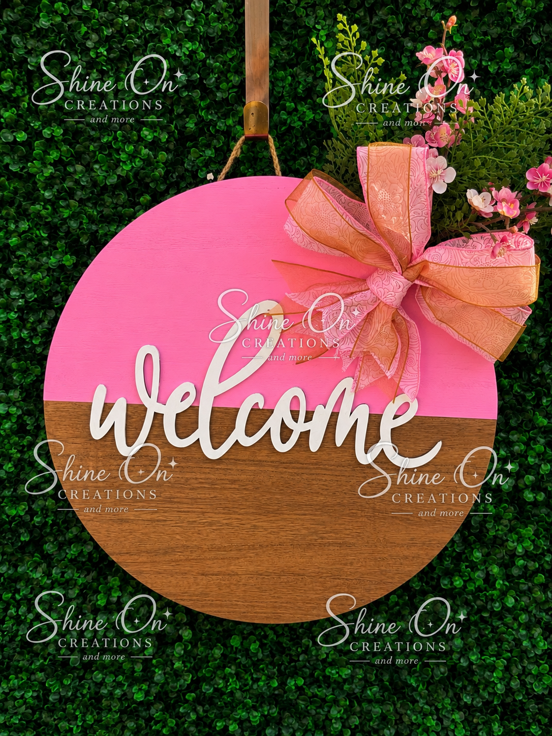 Pretty Pink Glam Welcome Door Hanger
